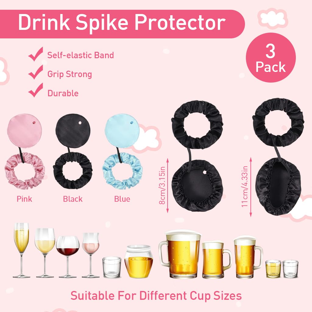 HASTHIP® 3Pcs Drinking Cup Cover with Straw Hole & Anti-slip Wrist Strap Reusable and Washable Fabric Elastic Closure Drinking Cup Cover for Water Cup, Drinks