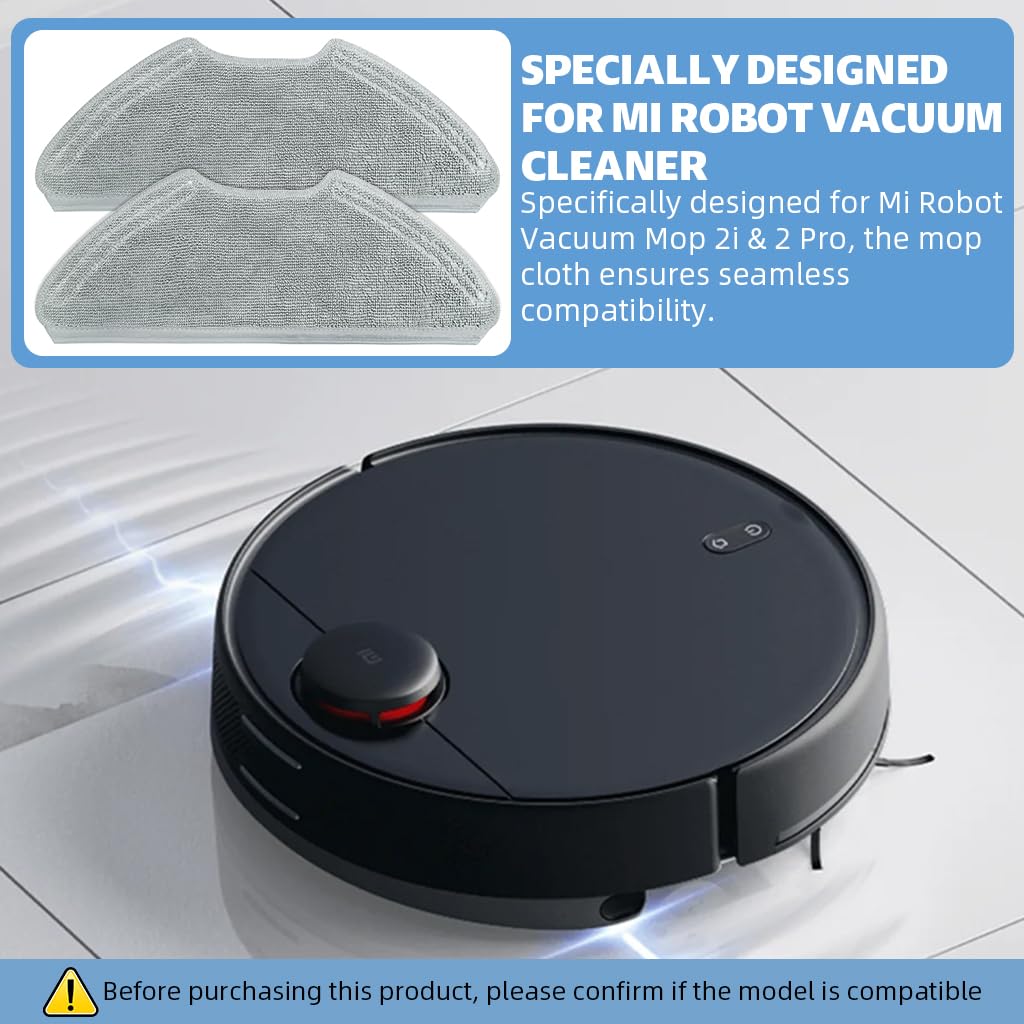 HASTHIP Microfiber Mops Cloth for Mi Robot Vacuum Mop 2i and 2 Pro Pack of 2 | Wet and Dry Cleaning Replacement