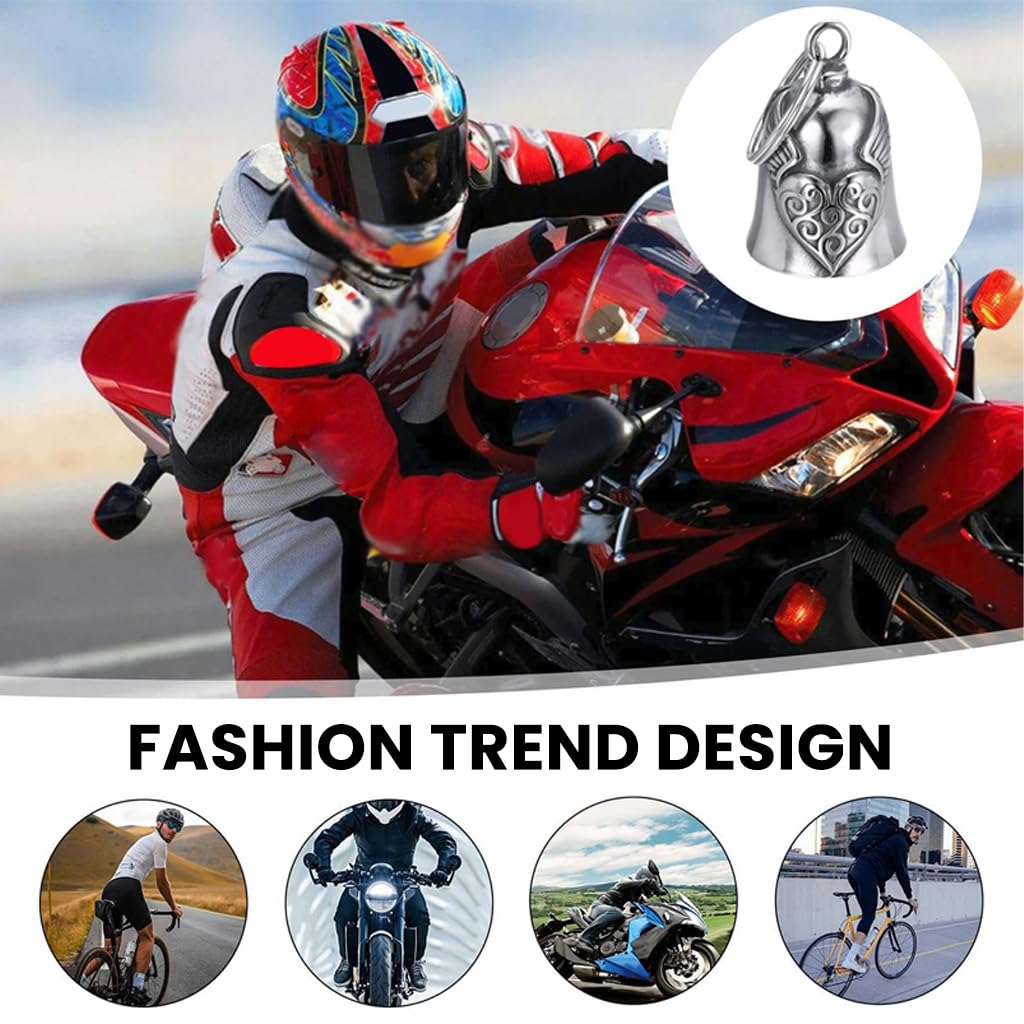 STHIRA Motorcycle Bell for Bikers with Angel Wing and Heart Design | Metal Alloy Lucky Charm Keychain