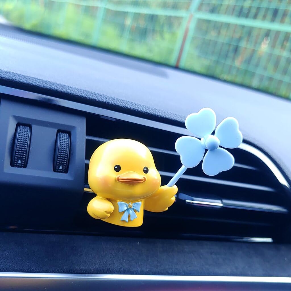 ZIBUYU Cartoon Car Dashboard Decoration for Air Vent with Resin Duck Diffuser | Unscented Customizable Gift