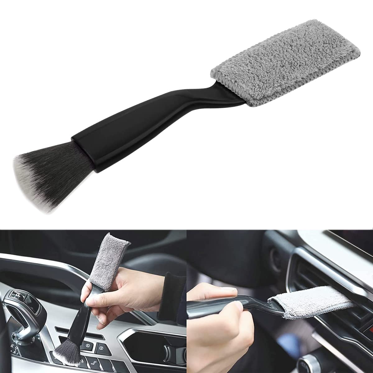 STHIRA® Car Duster Double Head Duster Brush for Car Interior, Soft Car Detailing Brush, Soft Bristles Cleaning Brush Dusting Tool for Dashboard, Keyboard, Air Conditioner, Gap, Window Railing