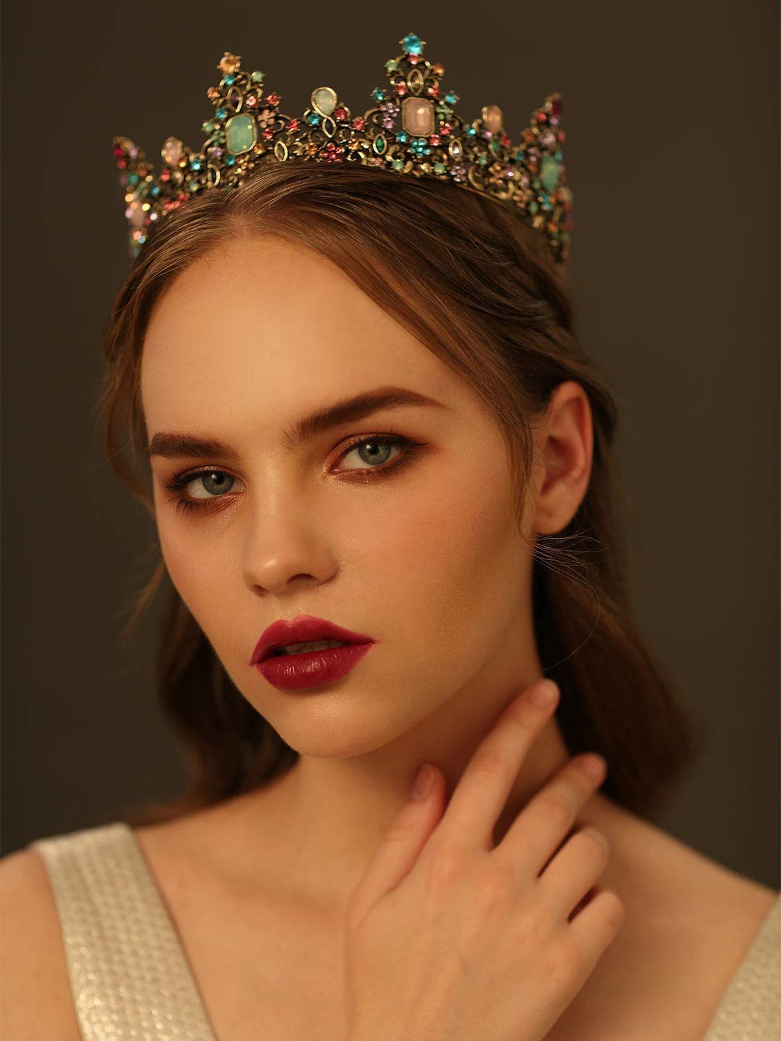 PALAY Women’s Crown for Costume Parties featuring Baroque Rhinestone Design 2.3 in Height