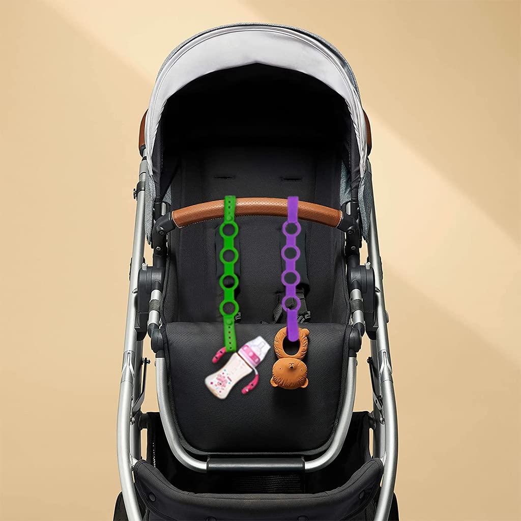 SNOWIE SOFT Pacifier Chain for Baby Strollers with Dual Head Closure Buckles 46cm Silicone Strap | Set of 2