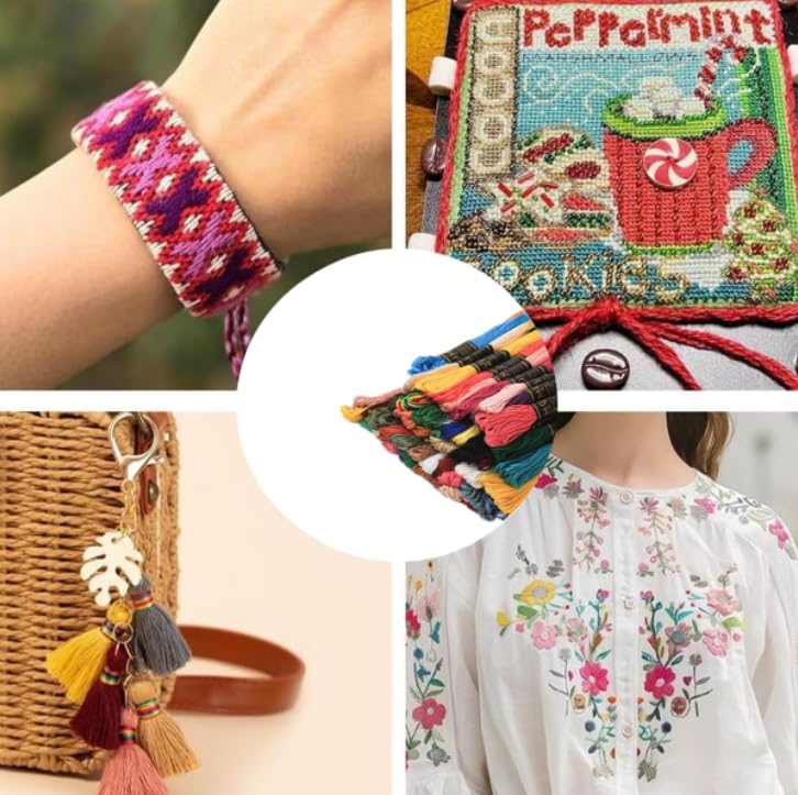 ZIBUYU Embroidery Thread Set for Cross Stitch and Sewing with 50 Skeins Cotton Yarn | Multi Color DIY Crafts