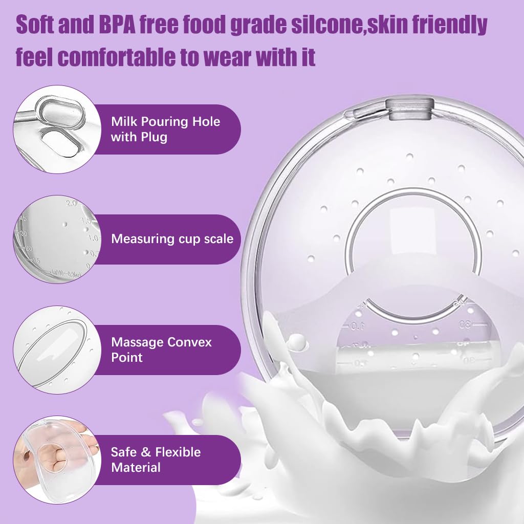 SNOWIE SOFT Breastfeeding Milk Collectors 2Pcs with Scale and Leakproof Pour Outlet for Nursing Moms