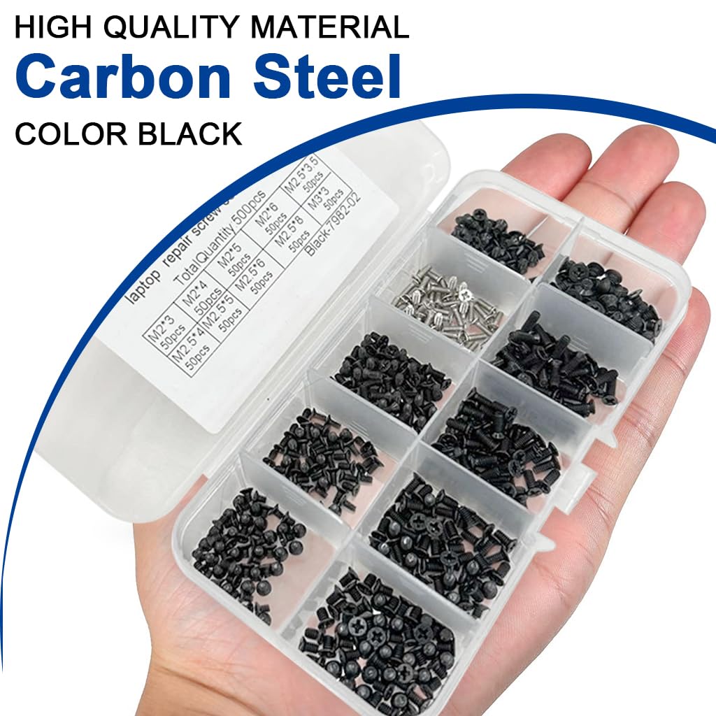Serplex Phillips Head Screws Kit 500 pcs for Laptop Repair with Box and Screwdriver