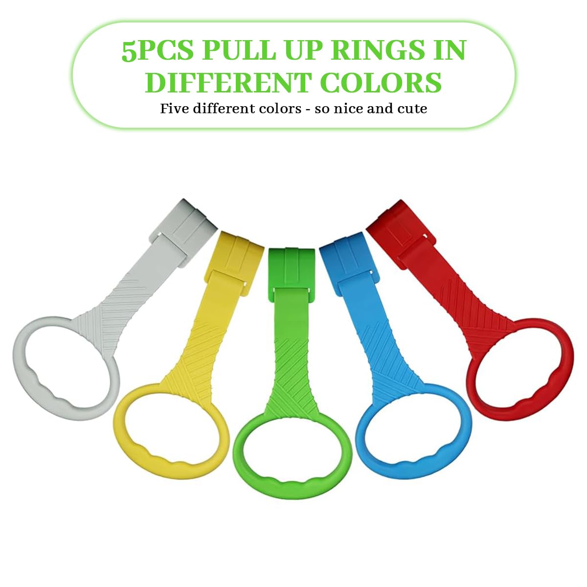 SNOWIE SOFT Baby Pull Up Ring for Crib with Snap Buckle & PP Handle | 5Pcs Set for 6–18 Months