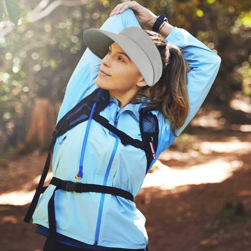 GUSTAVE Hats for Women with 360° UV Protection and Detachable Neck Flap | Grey Summer Cap