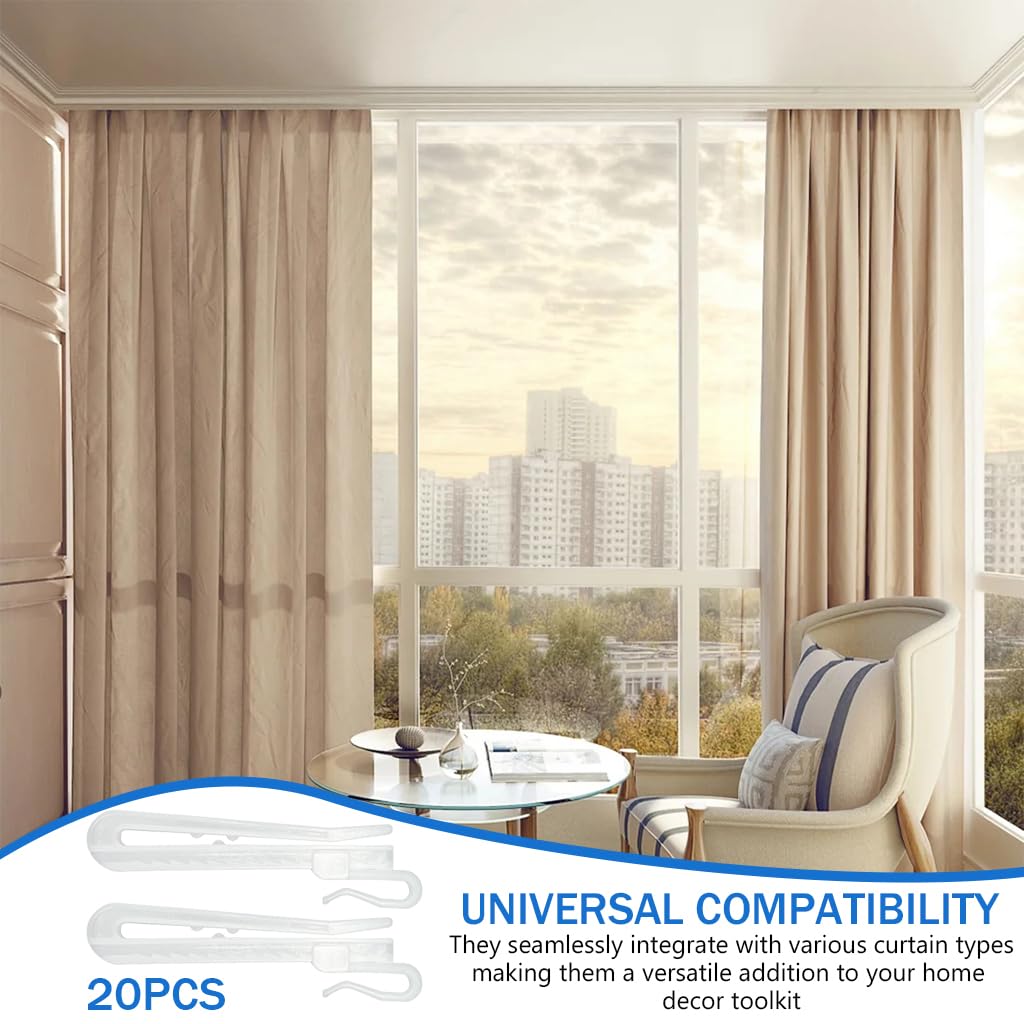 HASTHIP Curtain Pinch Pleat Hooks for Drapes and Shower Curtains with 85mm Adjustable Anti Slip Ratchet Design | Set of 20