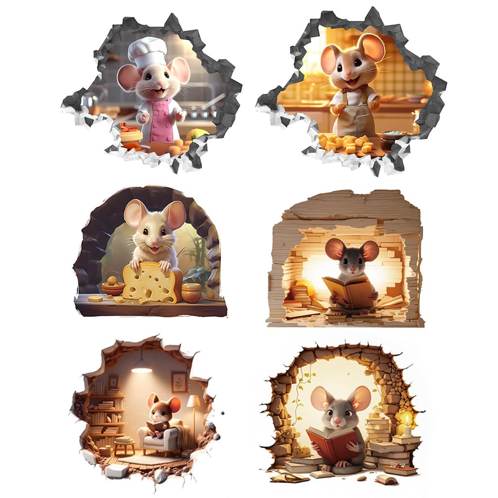 HASTHIP 3D Cartoon Wall Stickers for Kids Rooms with Waterproof Peel and Stick Design | 6Pcs 5.9 in Removable Decals