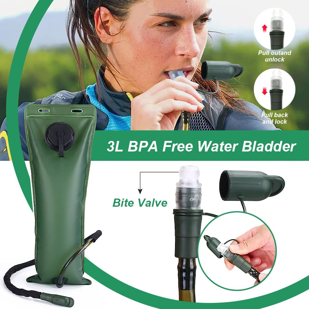 Proberos Hydration Backpack for Hiking and Biking with 3L Bladder featuring Leak Proof Valve and Oxford Nylon Build