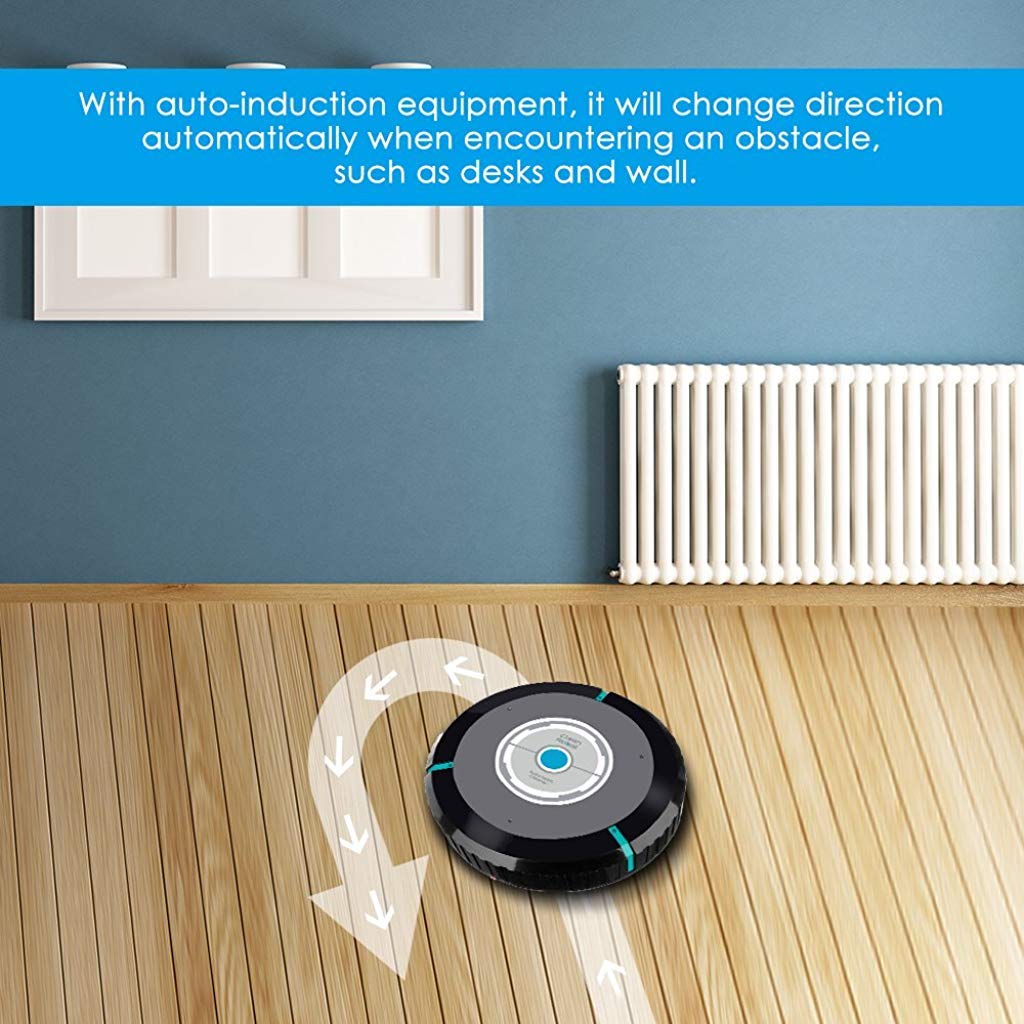 Supvox Home Automatic Vacuum Smart Floor Cleaning Robot Auto Dust Hair Paper Dirt Magic Broom Cleaner/Sweeper (Black)
