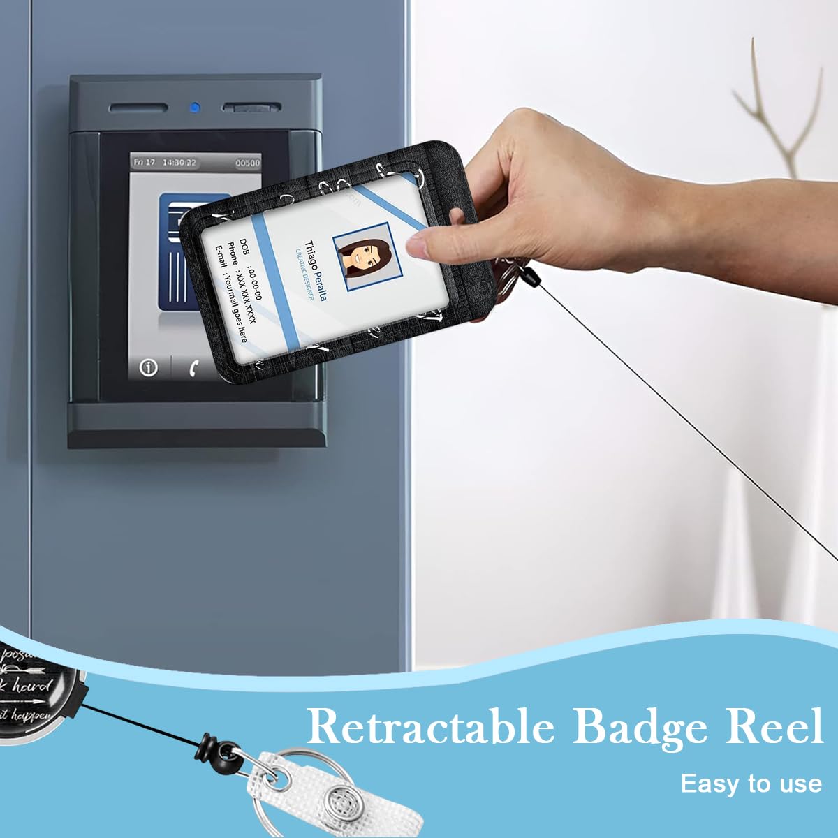 HASTHIP Retractable Badge Holder for ID Cards and Keys with 23 in Wire Reel | Detachable Lanyard