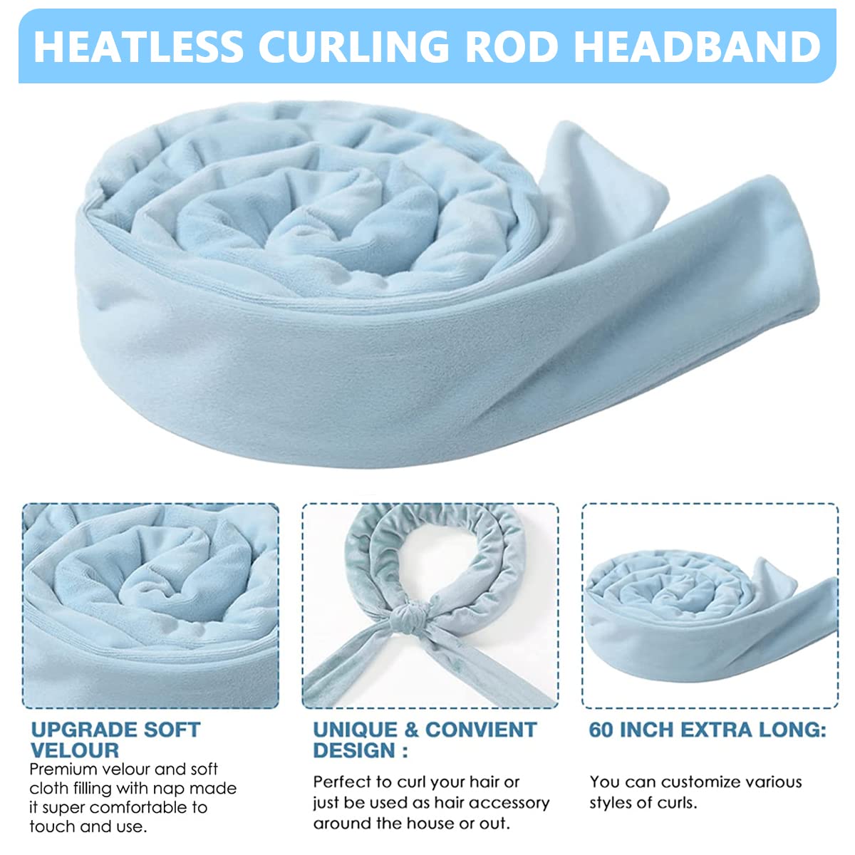 MAYCREATE  Heatless Curls, Heatless Curling Headband, No Heat Curlers Headband Soft and Comfortable Sleep Silk Hair Curling Ribbon for DIY Styling of Long Hair