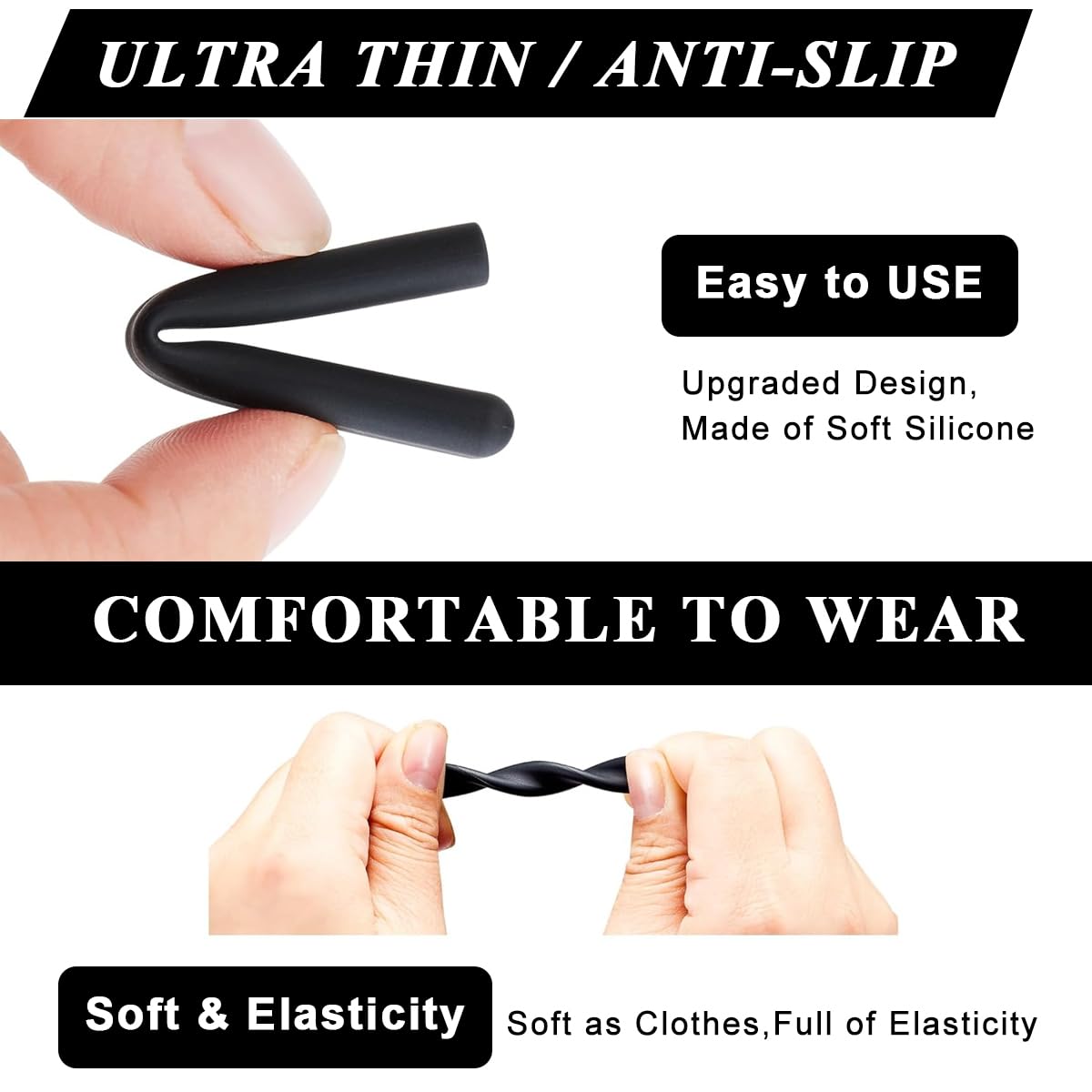 HASTHIP Specs Holder for Glasses with Anti Slip Silicone Ear Grips | 2 Pairs Soft Retainers