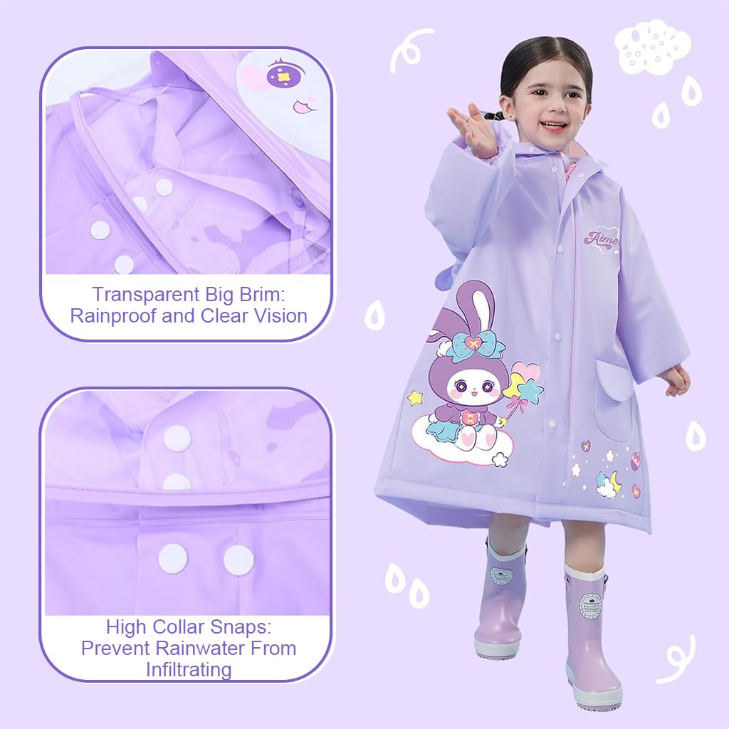 SNOWIE SOFT Hooded Raincoat for Kids with Wide Brim and Reflective Strip | EVA 2 PCS for 3–5 Years 105–115cm