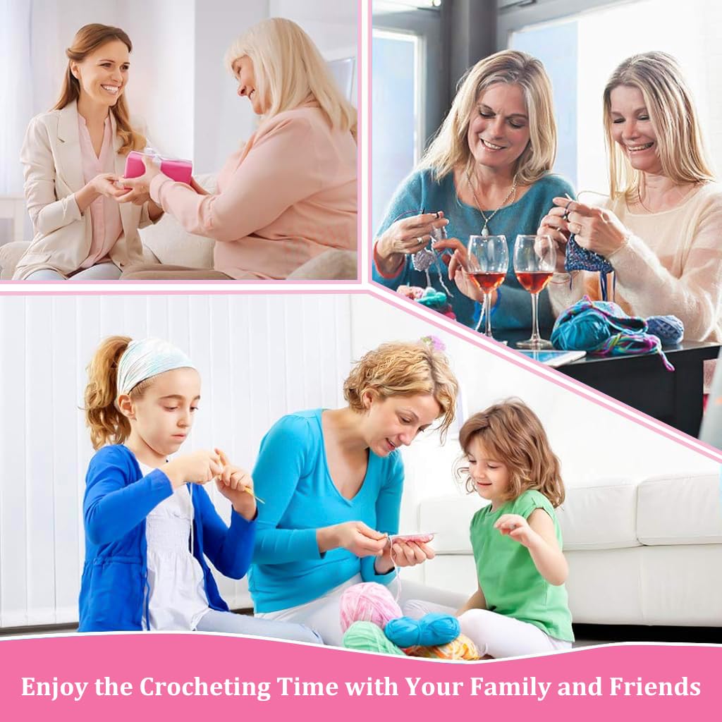 HASTHIP Crochet Hooks Set for DIY Projects with Ergonomic Handles and 37 Accessories | Multicolor Aluminum Tools for Beginners