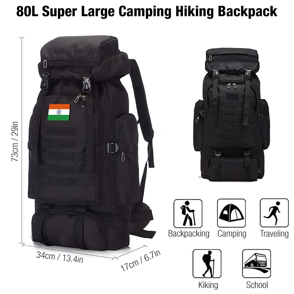 GUSTAVE Rucksack Bag for Outdoor Trekking and Camping featuring Ergonomic Design | 80L Waterproof Nylon Backpack