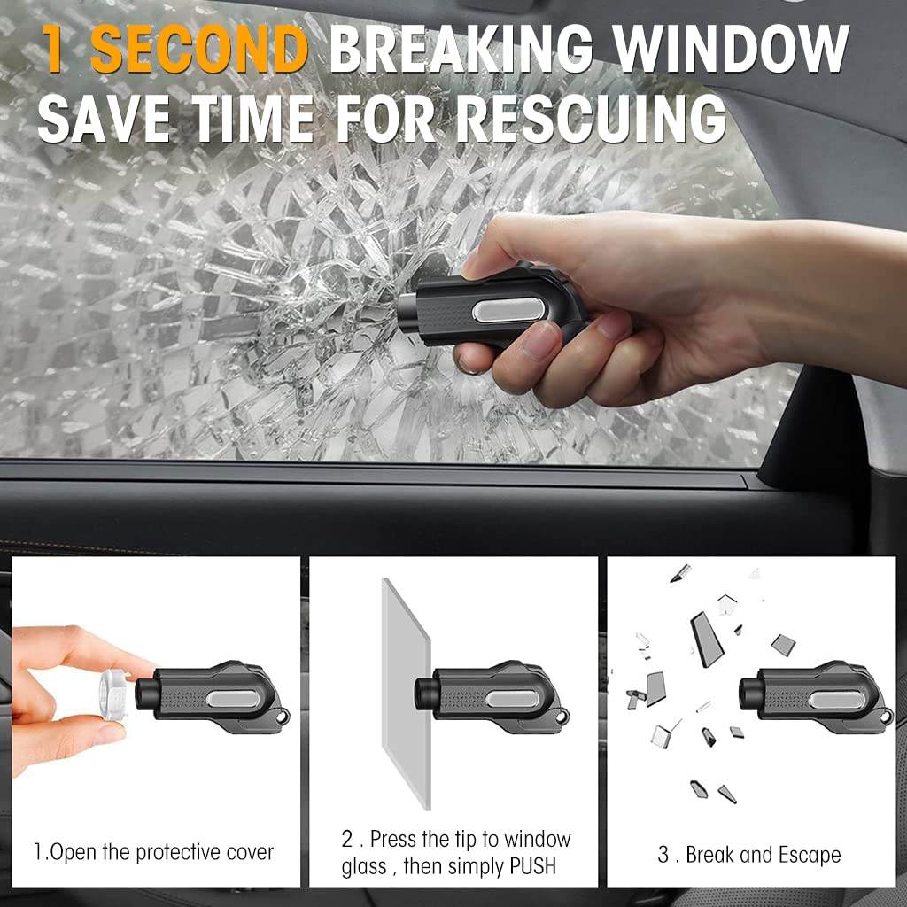 STHIRA® Car Emergency Window Breaker with Seat Belt Cutter 2 in 1 Car Window Breaker Safety Hammer Escape Tools Window Breaker Keychain Car Safety Tool