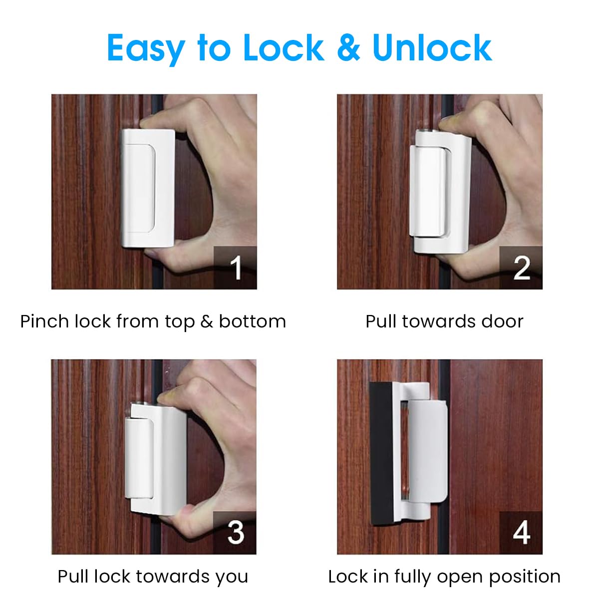 Supvox Child-Proof Cabinet Lock Home Safety Door Lock Cupboard Door, Sliding Door Lock 3 Inches Aluminum Alloy Security Door Lock Screw Mounted Child Security Door Lock for Closet Door