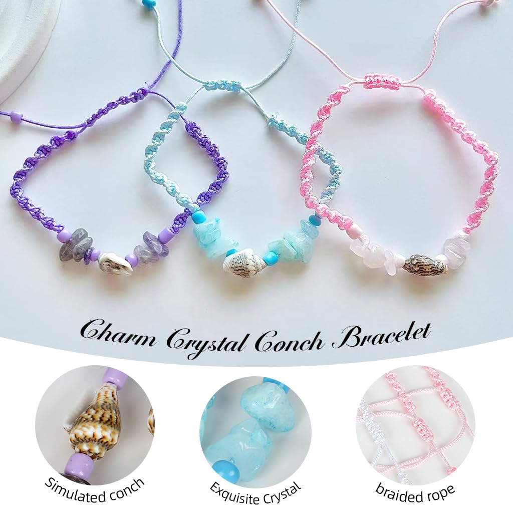 SANNIDHI Bracelets Set for Girls featuring Adjustable Braided Rope with Mini Conch Charms | 12pcs Friendship and Rakhi Gift