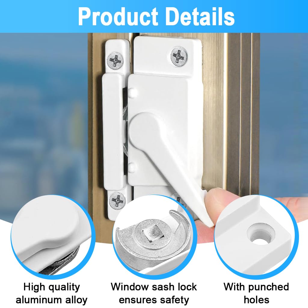 HASTHIP Window Lock for Sliding and Casement Windows with Lever Handle and Screws | Aluminum Alloy Child Proof Security