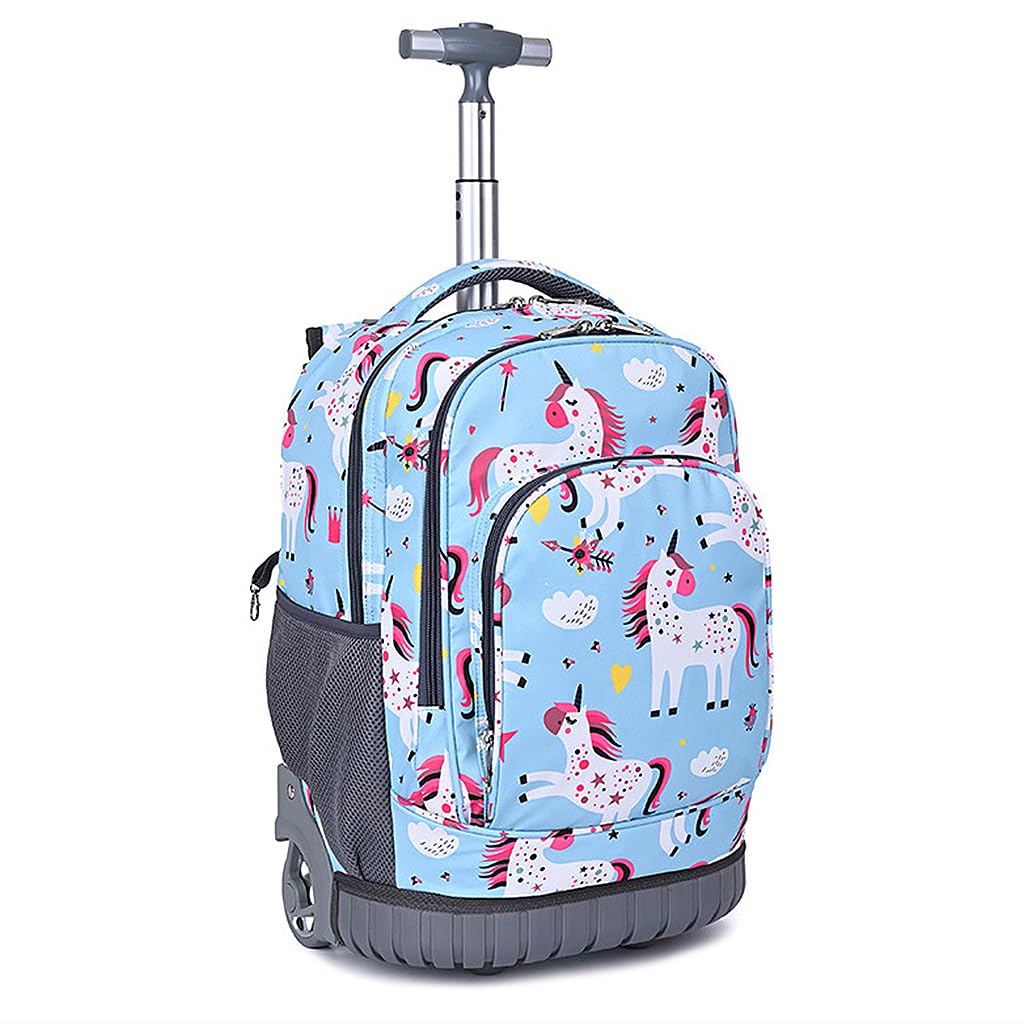PALAY School Bag for Girls 18 in Backpack with Wheels featuring Retractable T-Bar Handle | Kids Travel and School Use