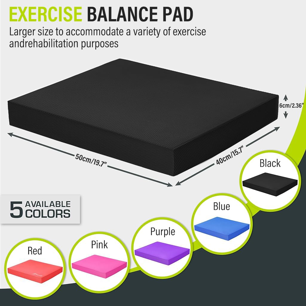 Proberos® Balance Pad, High Resilience TPE 6cm Thickness Knee Pad Plank Elbow Pad, Exercise Balance Pad Non-Slip Cushioned Foam Mat Knee Pad for Fitness and Stability Training, Yoga (40x50cm