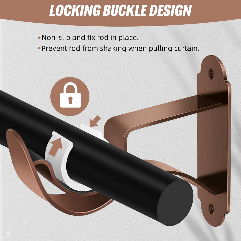 HASTHIP Curtain Rod Holders for 28mm Rods featuring Reinforced Metal Wall Brackets | 4Pcs Set