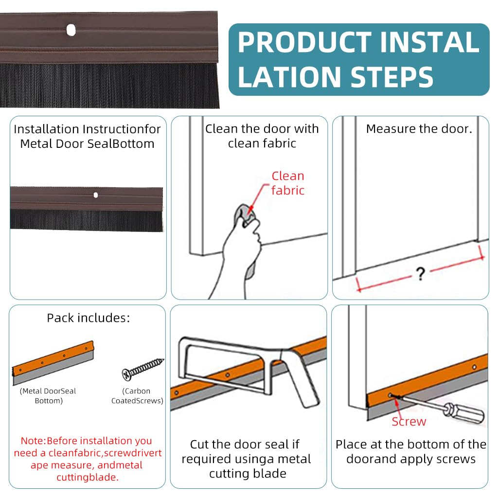 HASTHIP® Door Sweep Sealing Strip for Home, 3.3ft Aluminum Alloy Door Sweep Strip for Home Door Gaps, Dust Stopper Door Seal Sweep for Exterior Home Cockroach Insect Draft Stopper