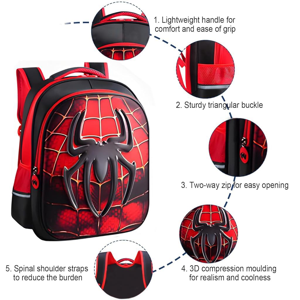 PALAY® School Kids Backpack 3D Cartoon Batman Print Hard Shell Backpack Lightweight School Backpack Padded Shoulder Strap And Lift Handle Waterproof School Backpack School Gift for Kids 3-6 Years Old