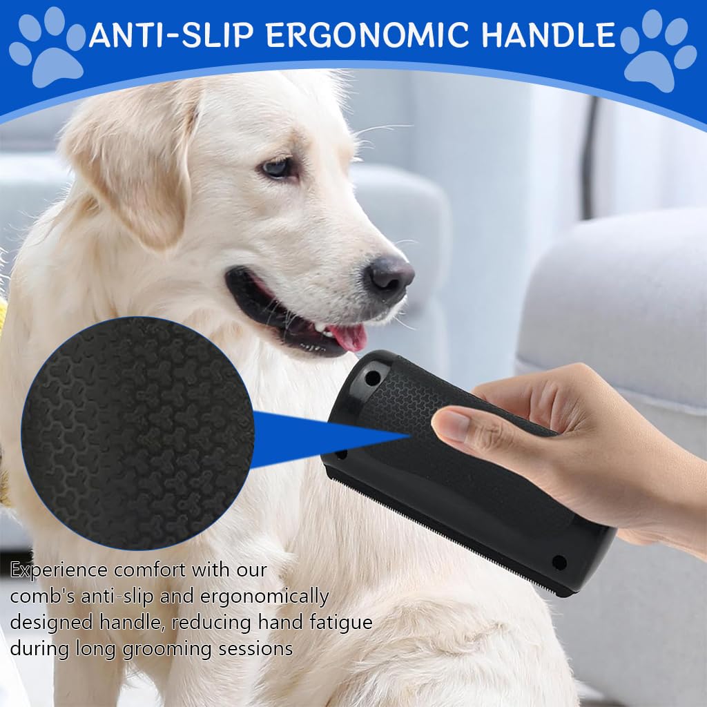 Qpets Pet Care Brush for Dogs featuring Zig Zag Teeth and Anti Slip Handle | 146x68mm ABS Grooming Comb