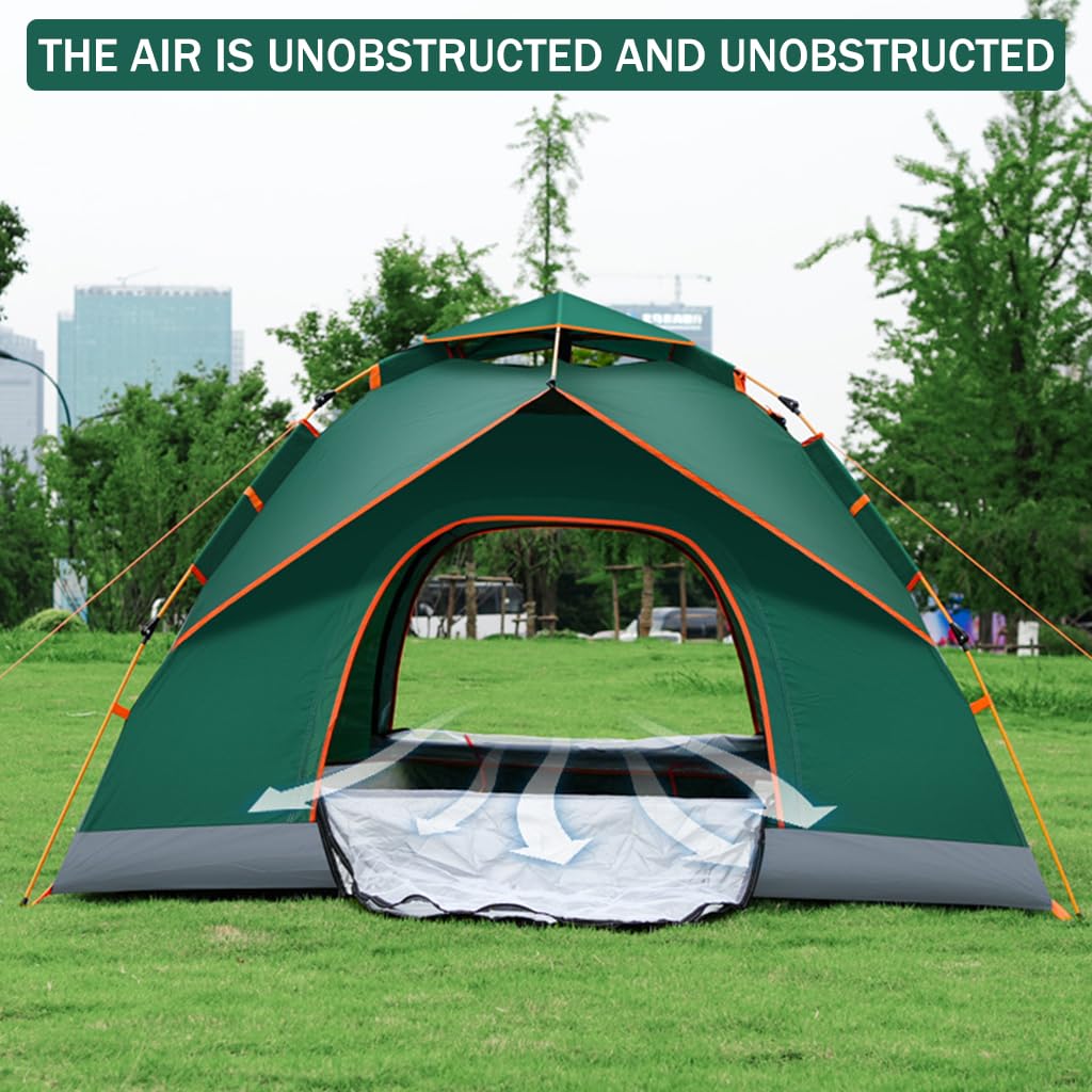 Proberos Portable Tent for Camping, Quick Pop-up Camping Tent with Glassfiber Tent Poles, Travel Folding Camping Tent with Mesh Window Breathable Waterproof Windproof Thermal Camping Tent
