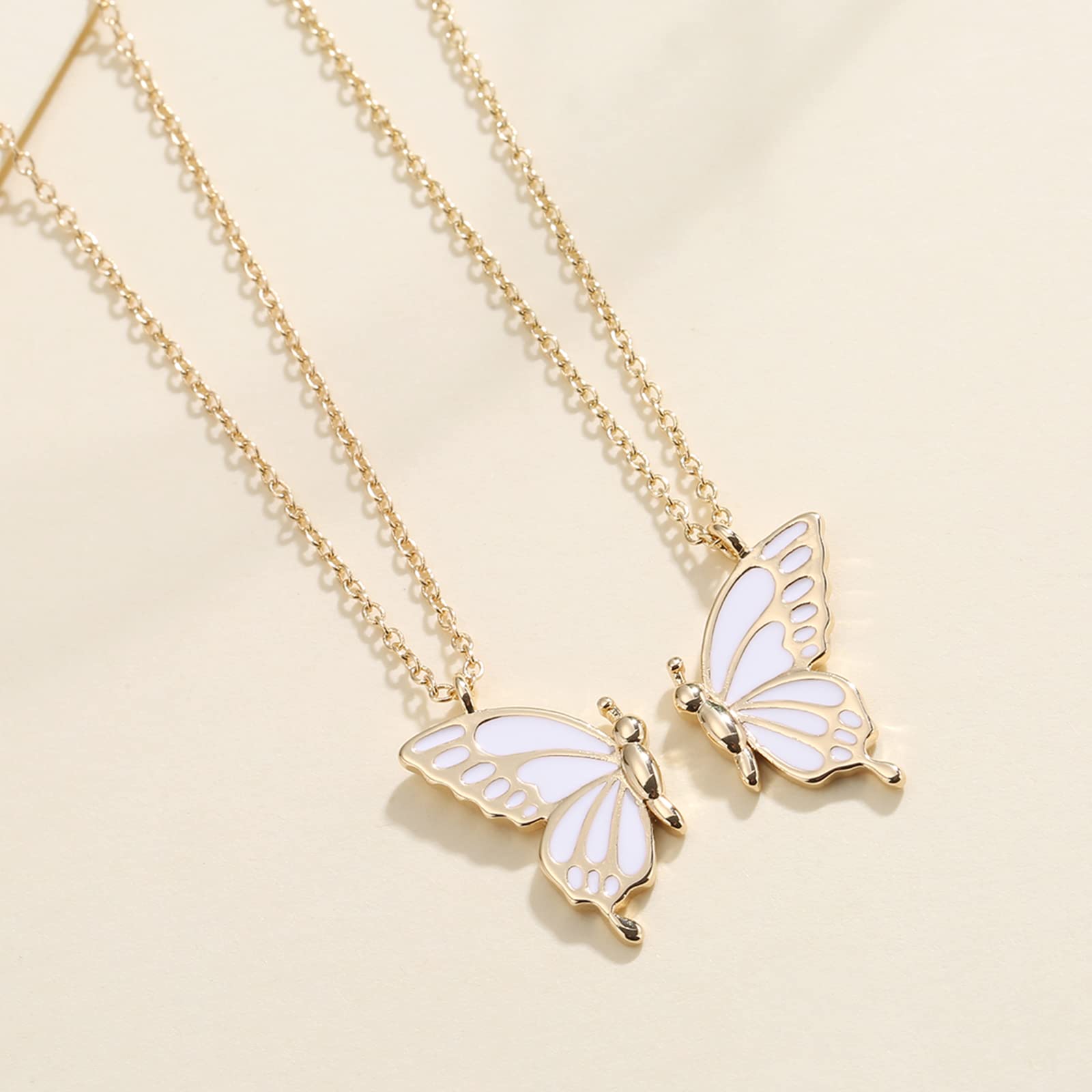 SANNIDHI Butterfly Necklace for Women and Girls 45+7cm Alloy Pendant | Golden Friendship Gift Pair