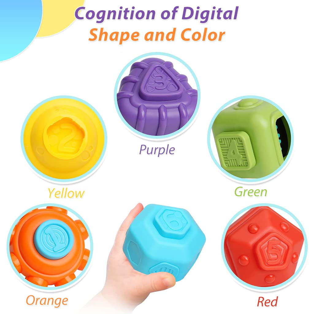 ZIBUYU Shape Sorter Toys for Kids with 6 Blocks and Elastic Band Cube | Safe ABS and Silicone