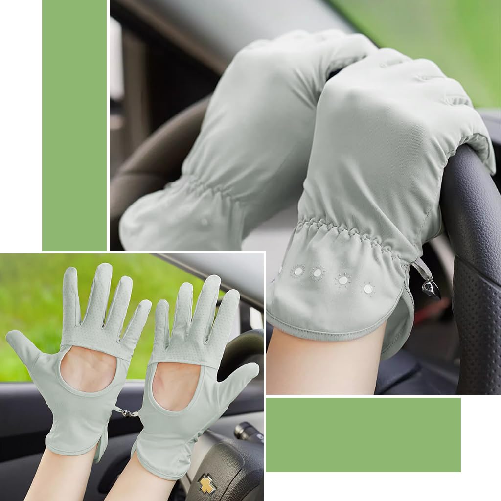 PALAY Women’s UV Protection Gloves for Driving and Riding with UPF 50+ Ice-Silk Nylon | Anti-Slip Open Palm Design