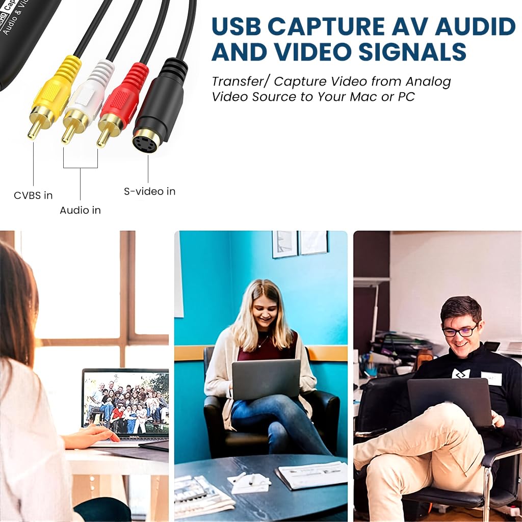 ZORBES VHS to Digital Converter for VCR DVD and Camcorder with 1080P Capture | USB-C Adapter