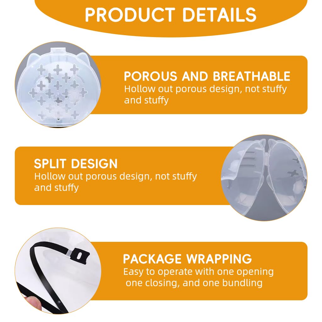 Qpets Cat Muzzle Collar for Bathing and Recovery with Transparent Ventilated Hood | Breathable Anti Licking Protective Mask