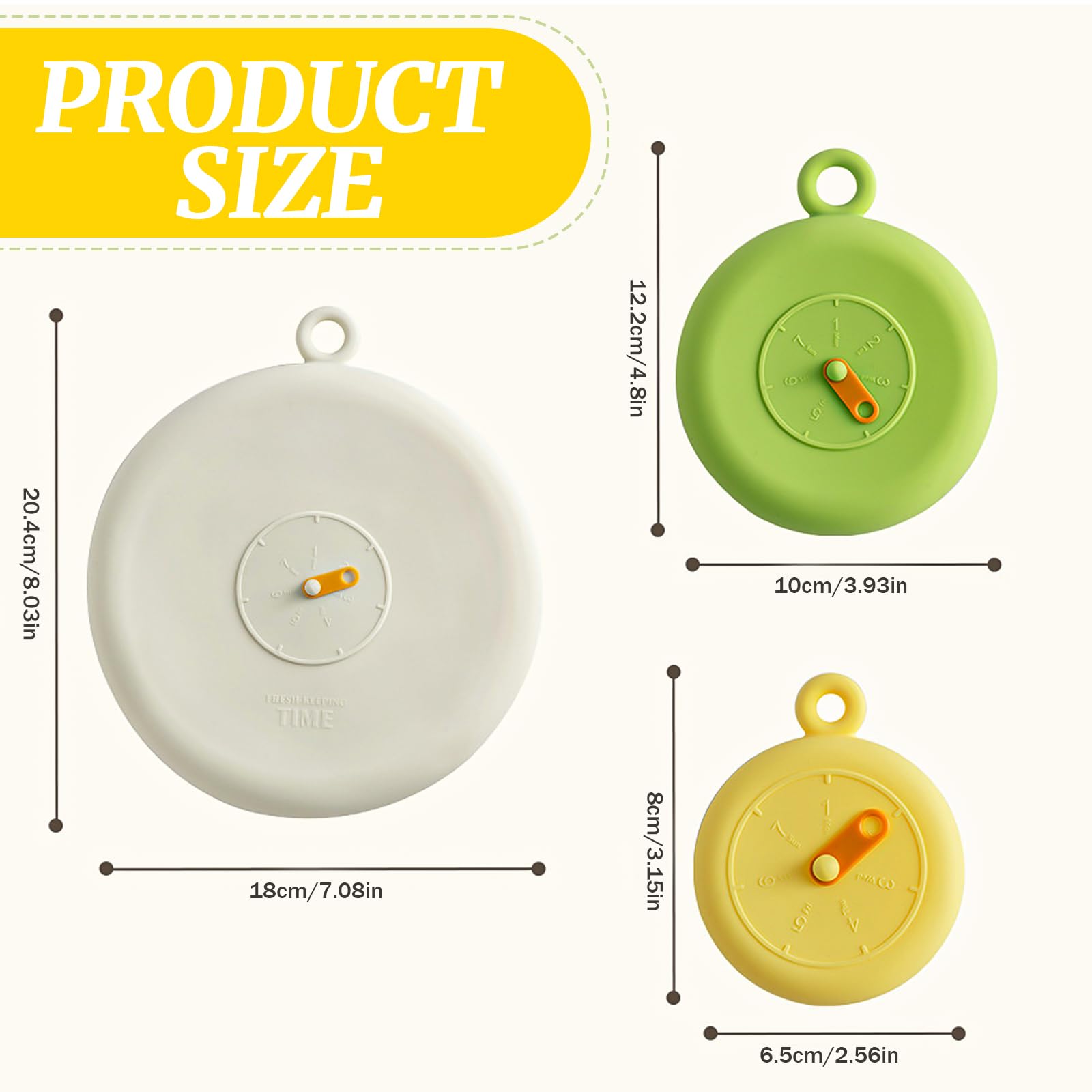 Supvox Silicone Bowl Covers Set with Time Tracker for 13–23cm Containers | Reusable Food-Grade Lids
