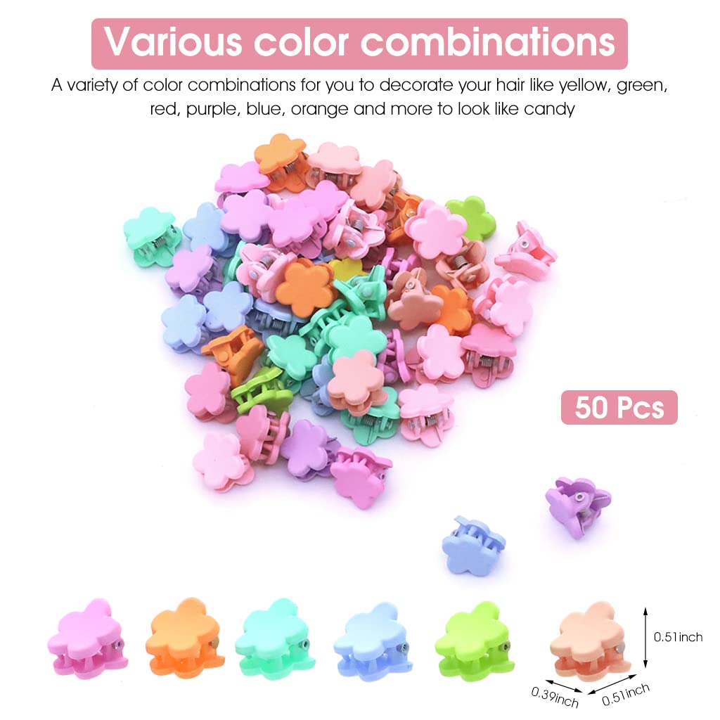 ZIBUYU Mini Hair Clip for Girl 50pcs Flower Hair Claw Clips Color Hair Claw Clips for Girls Cute Hair Claw Clips for Girl Women Hair Accessories Hair Dressing for Girls Teens