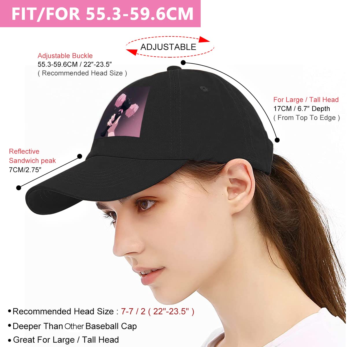 PALAY® Cap for Women Blackpink Print Baseball Caps, Fashion Kpop Golf Hat, Breathable Adjustable Unisex Hats for Women Men Blackpink Fans Gift - Black