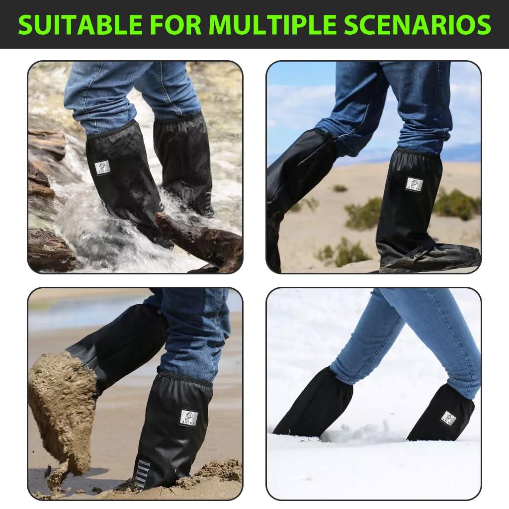 PALAY Unisex Rain Shoe Covers for Outdoor Use with Anti-Skid Sole and Zip-Up Design | Waterproof PVC Material in Black