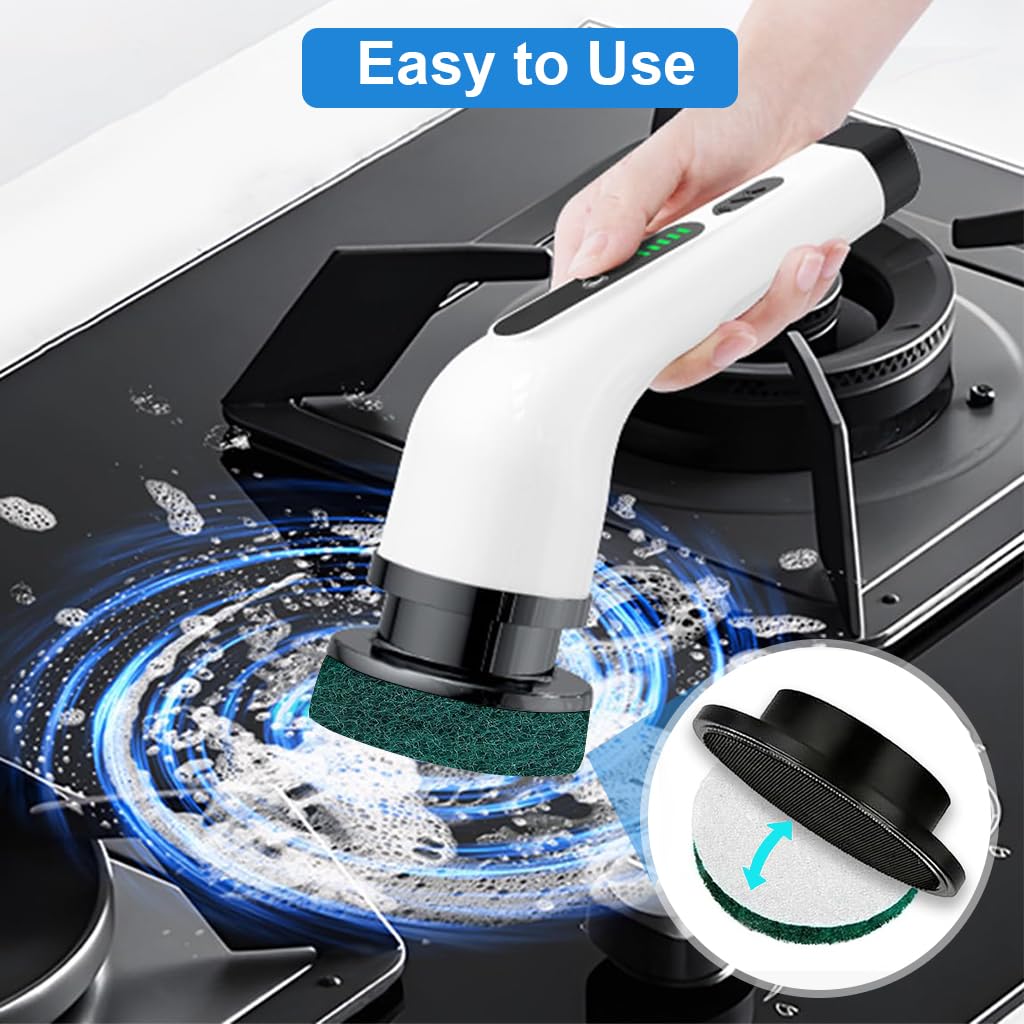 Supvox Replacement Attachment Cleaning Kit for Electric Drill Scrub Brush 4Pcs with Sponge Scouring Fleece and Microfiber Pads
