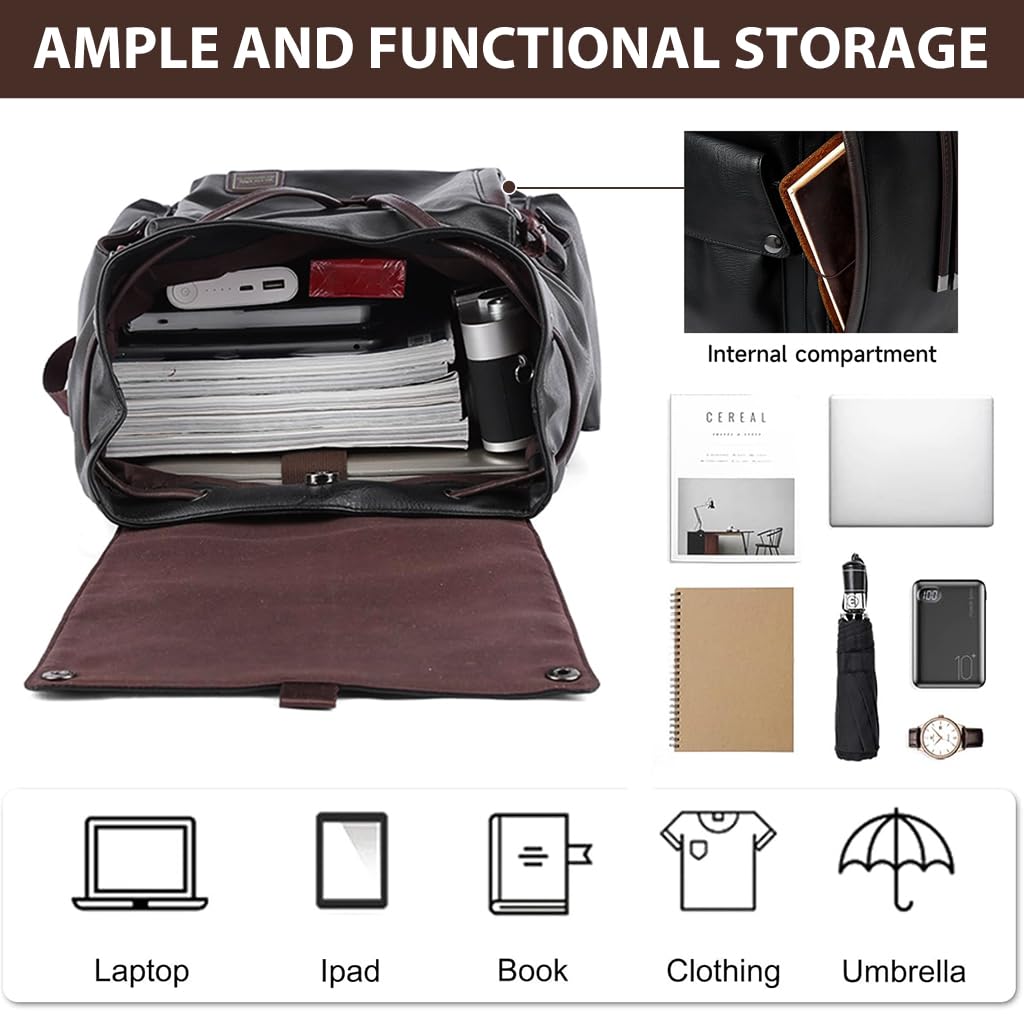 GUSTAVE Laptop Backpack for Business and Travel with 15.6‑Inch Storage | Sleek PU Black