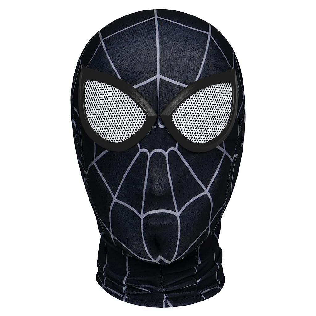 FANCYKU® 3D Spider-Man Mask, Spiderman Masks Spider Man Cosplay Costumes Superhero Lenses, Superhero Costume Mask for Adult Kids, Role Play Masks for Halloween Christmas Masquerade (Dark Black)