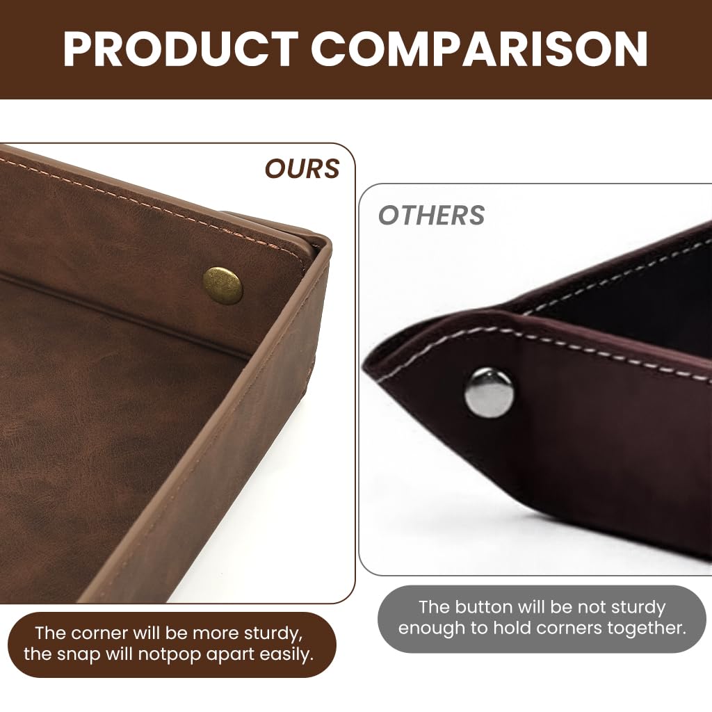 ZORBES PU Desk Organizer Box for Keys and Jewelry featuring Shallow Open Design 26x19x4.5cm