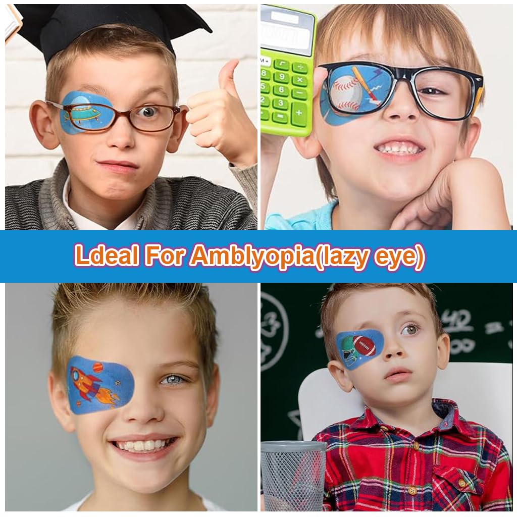 HANNEA Eye Patches for Kids with Cartoon Prints 40pcs 3x2 in Breathable Cotton | Lazy Eye Recovery