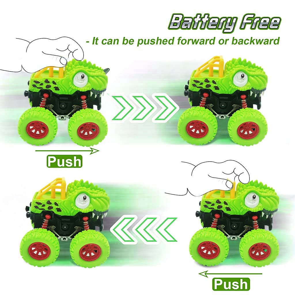 PATPAT® Dinosaur Toys Pull Back Cars for Kids, Monster Truck Car Toys for Kids, Cool Dinosaur Car Toy for 2-5 Year Old Boys & Girls, Truck Toys Vehicle Toys for Boys, Birthday Gift for Kids(Green)