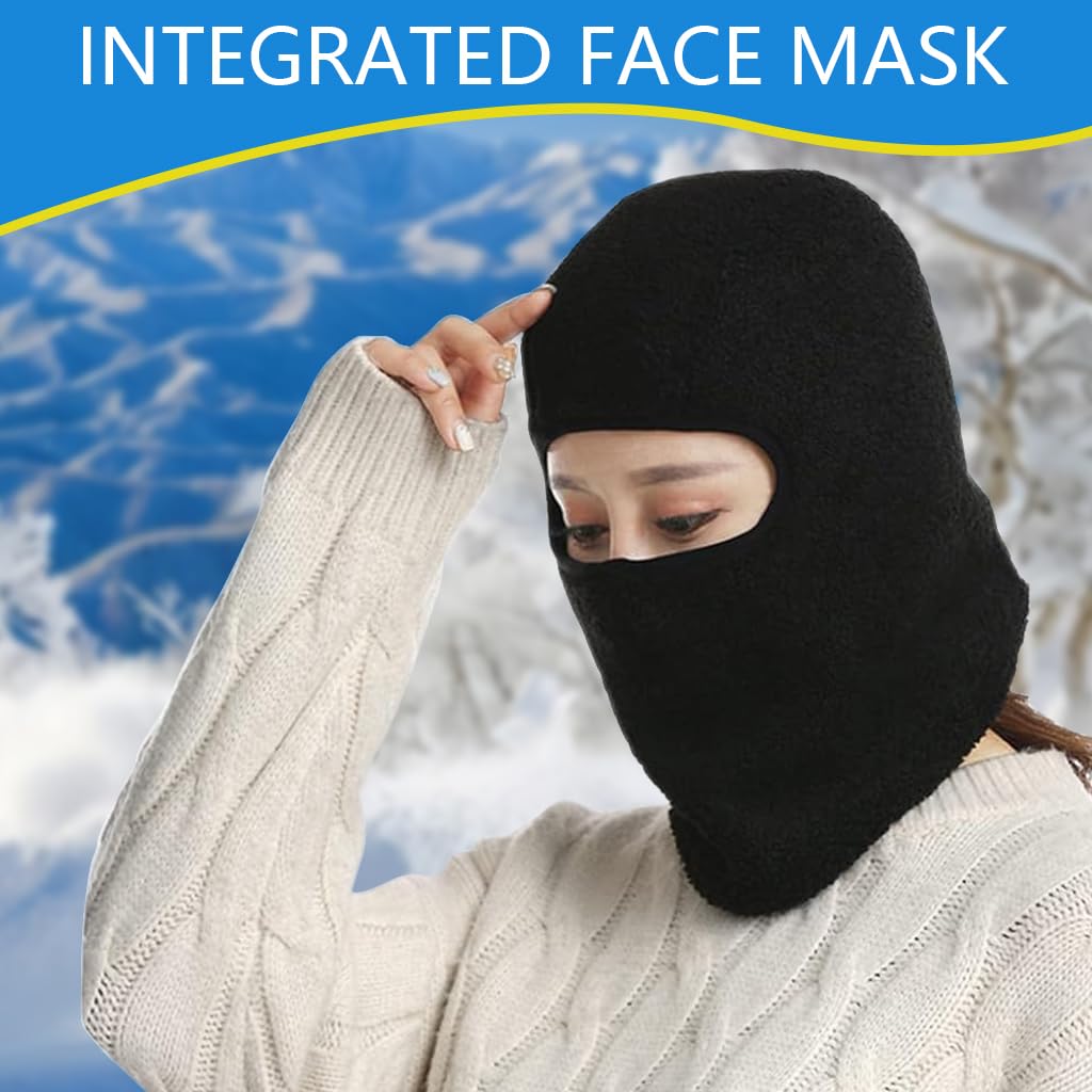 Proberos® Winter Warm Hat Face Cover Windproof Outdoor Thermal Balaclava Face Mask Hat Fleece Face Mask Neck Warmer Full Face Cover Cap Winter Ski Mask Unisex One Piece Plush Face Cover Hat