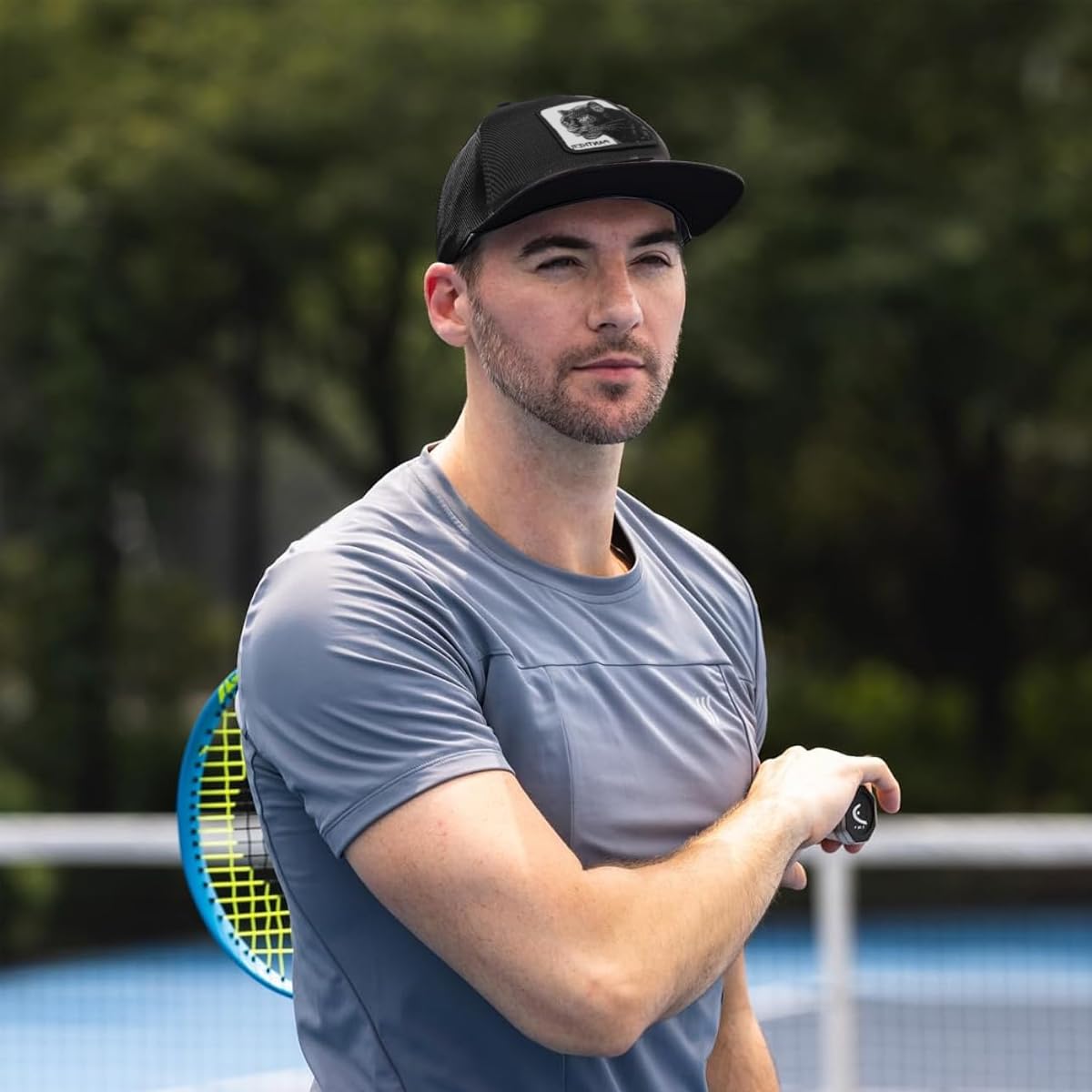 Zibuyu Men's Baseball Cap for Summer with Breathable Mesh and Panther Embroidery | Black Adjustable Sun Hat